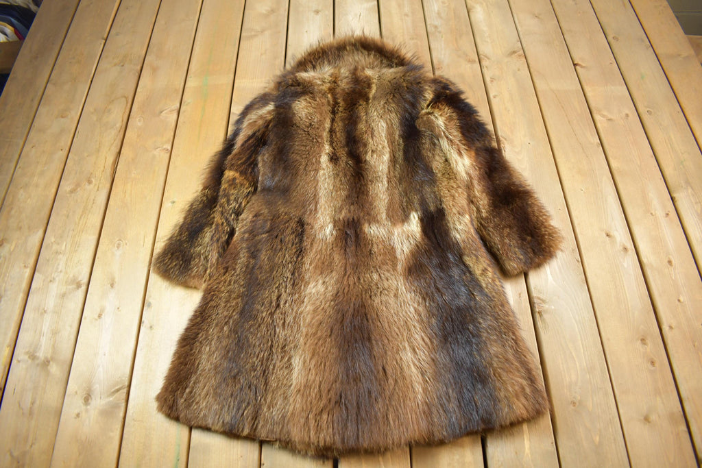 Vintage 1970s De Bella Full Length Multi Brown Raccoon Fur Coat