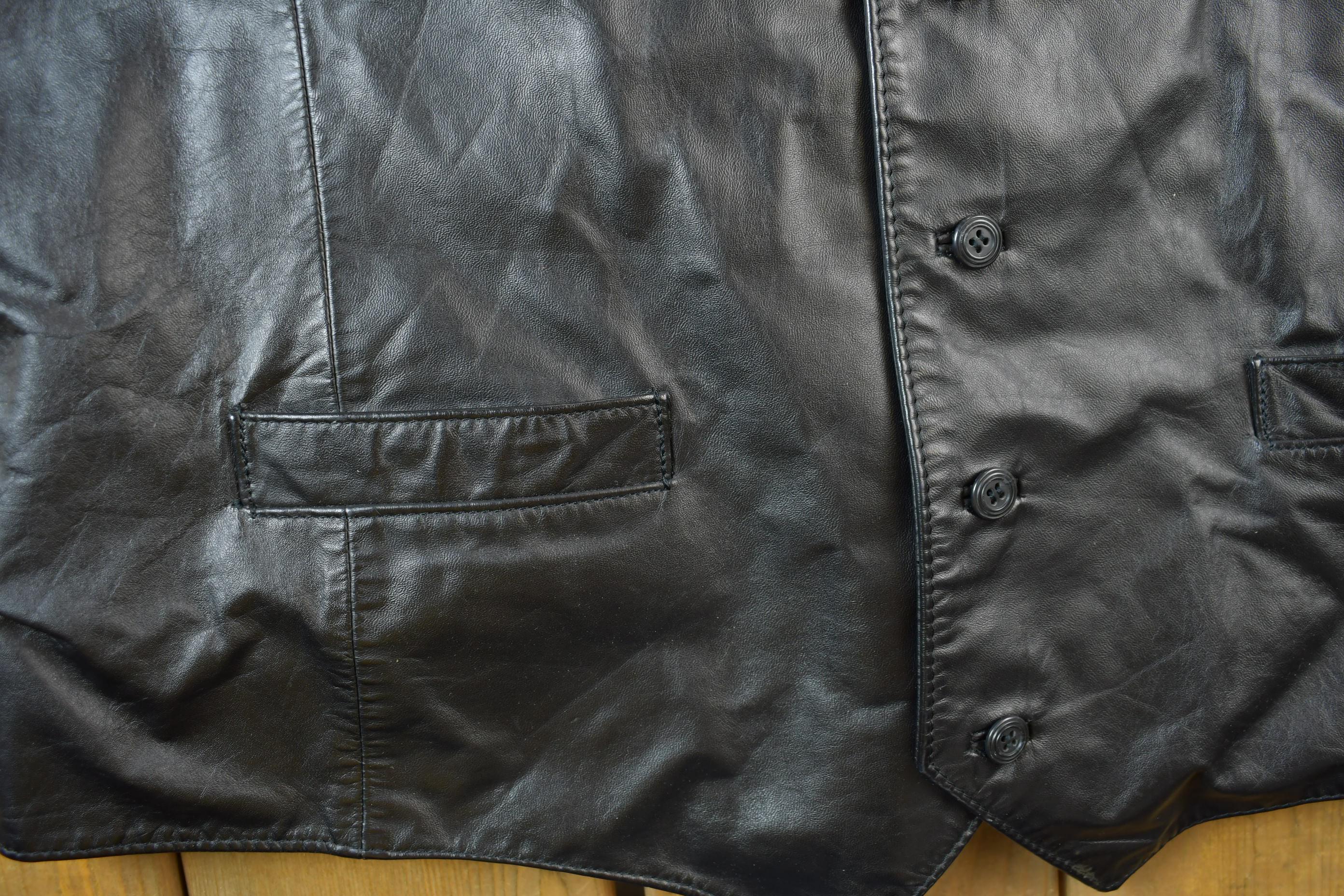 Vintage 1970s Berman's Black Leather Vest
