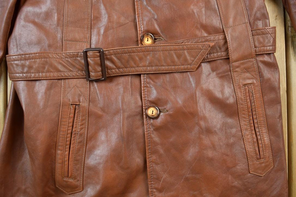 Vintage 1970s Victoria Leather Full Length Coat