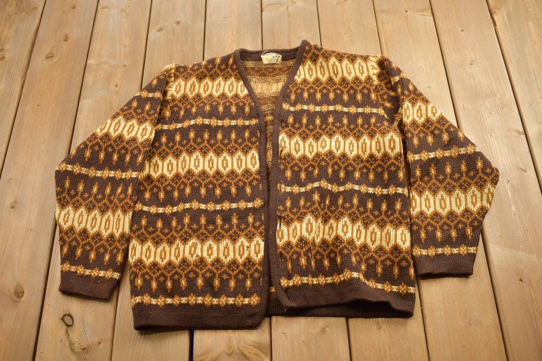 Vintage 1950s Hand-Knit Pattern Cardigan Sweater