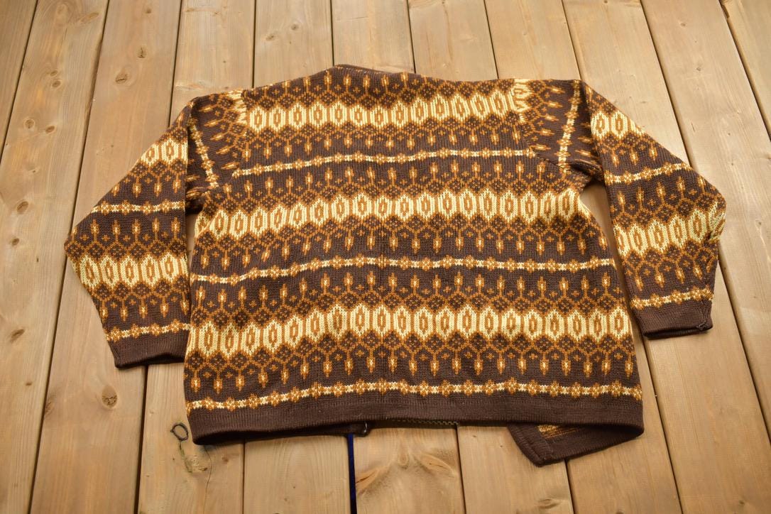 Vintage 1950s Hand-Knit Pattern Cardigan Sweater