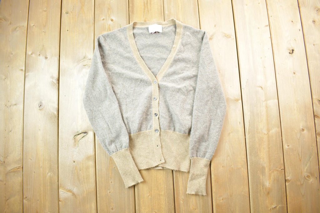 Vintage 1970s Agnona White Cashmere Button Up Knit Sweater