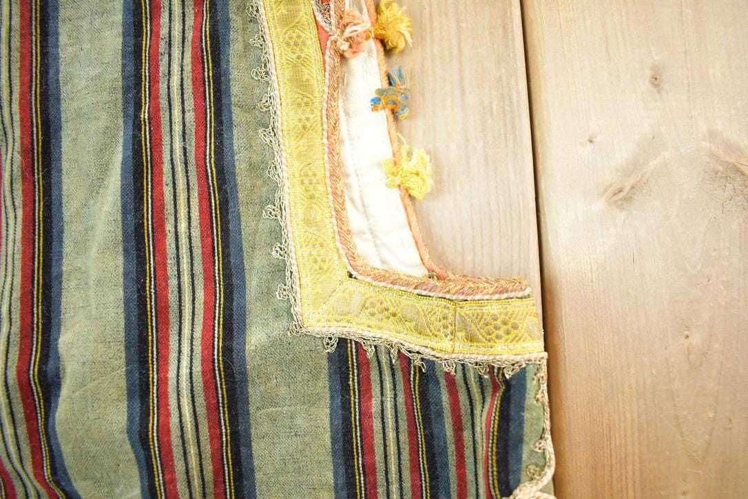 Vintage 1960s Folk Rainbow Silk Velvet Antique Romanian Hand Embroidered Folk Vest