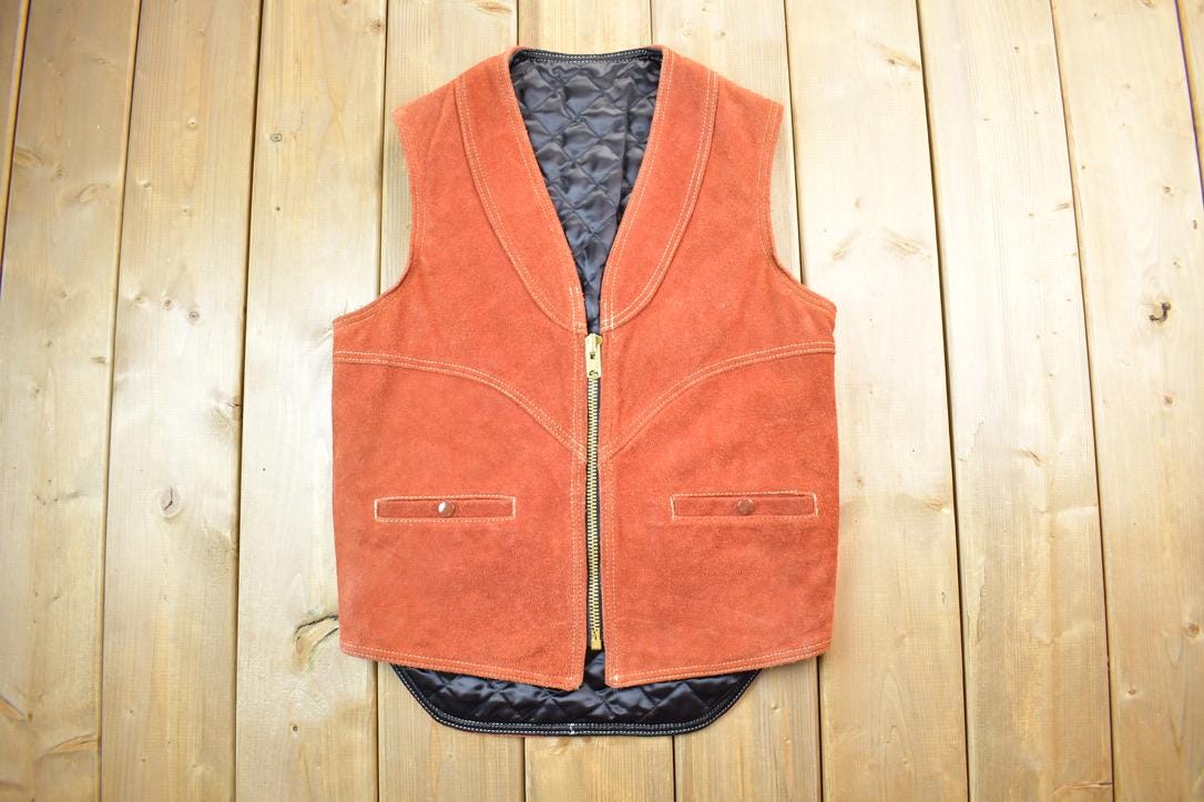 Vintage 1960s Suede Leather Womens Vest