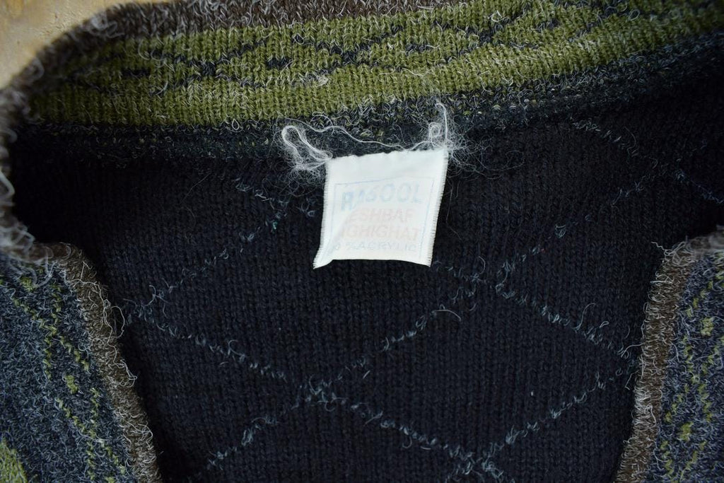 Vintage 1990s 15 Button 100% Wool Knit Sweater