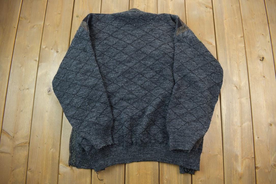 Vintage 1990s 15 Button 100% Wool Knit Sweater