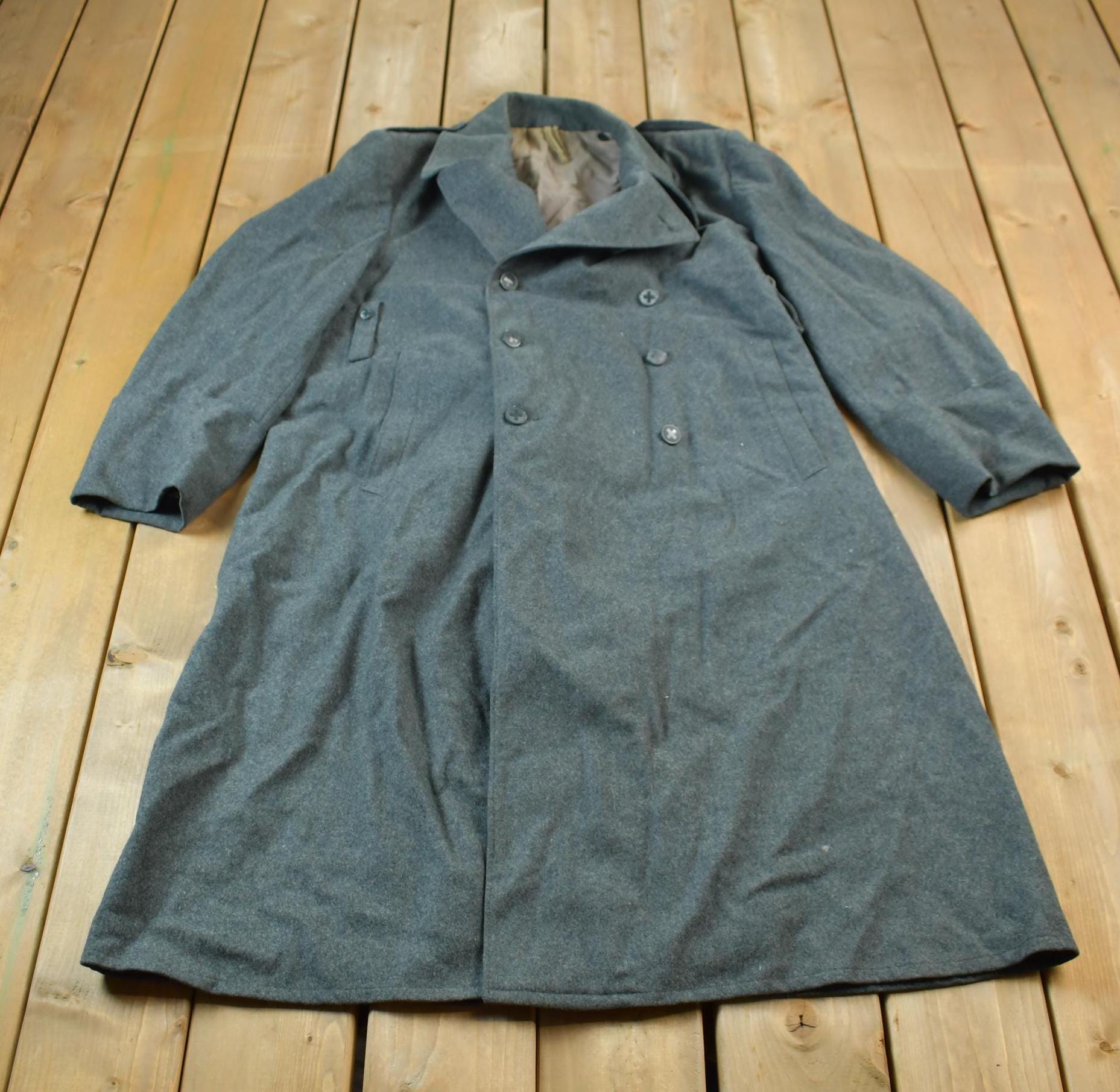 Vintage 1950s Swiss Military Wool Overcoat