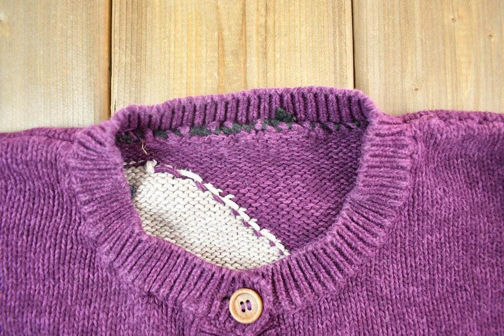 Vintage 1990s Loon Moon Logo Knit Full Button Down Sweater