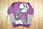 Vintage 1990s Loon Moon Logo Knit Full Button Down Sweater