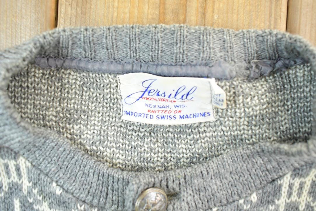 Vintage 1950s Jersild Full Button Down Ski Style Knit Cardigan Sweater