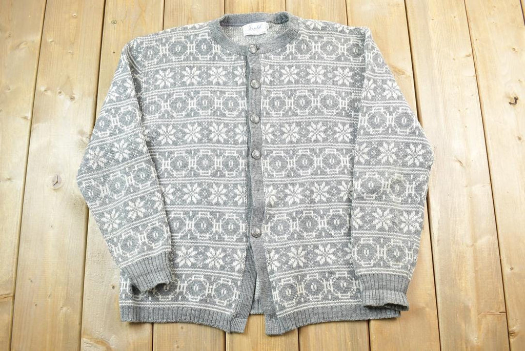 Vintage 1950s Jersild Full Button Down Ski Style Knit Cardigan Sweater