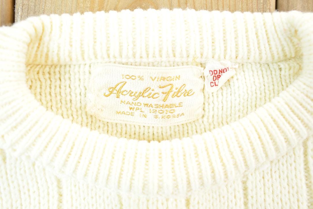 Vintage 1970s Acrylic Fibre 100% Virgin Wool Knit Crewneck Sweater