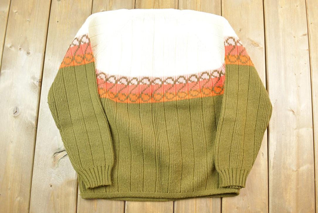 Vintage 1970s Acrylic Fibre 100% Virgin Wool Knit Crewneck Sweater