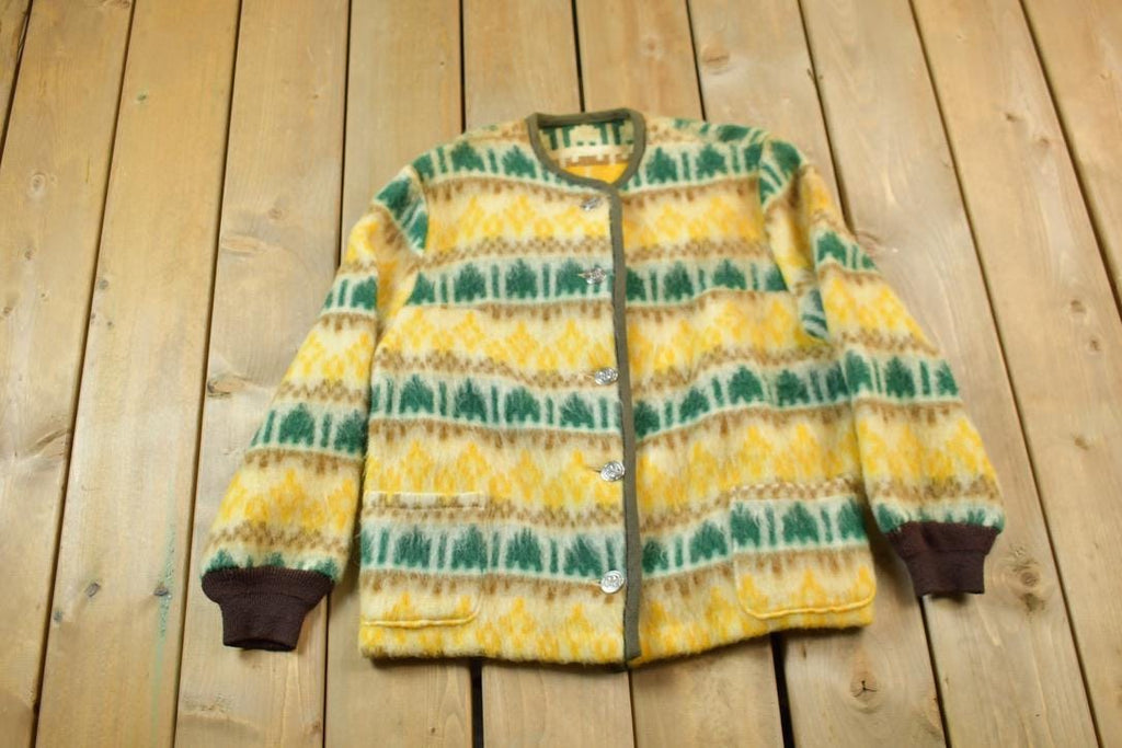Vintage 1960s Patterned Mohair Cardigan Sweater