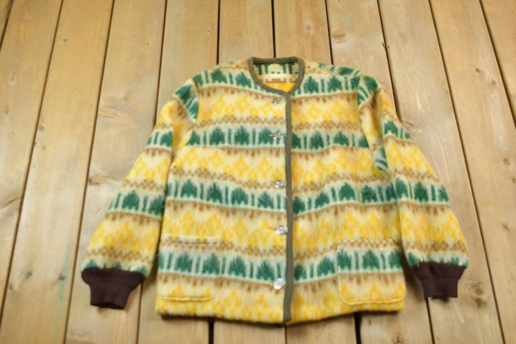 Vintage 1960s Patterned Mohair Cardigan Sweater