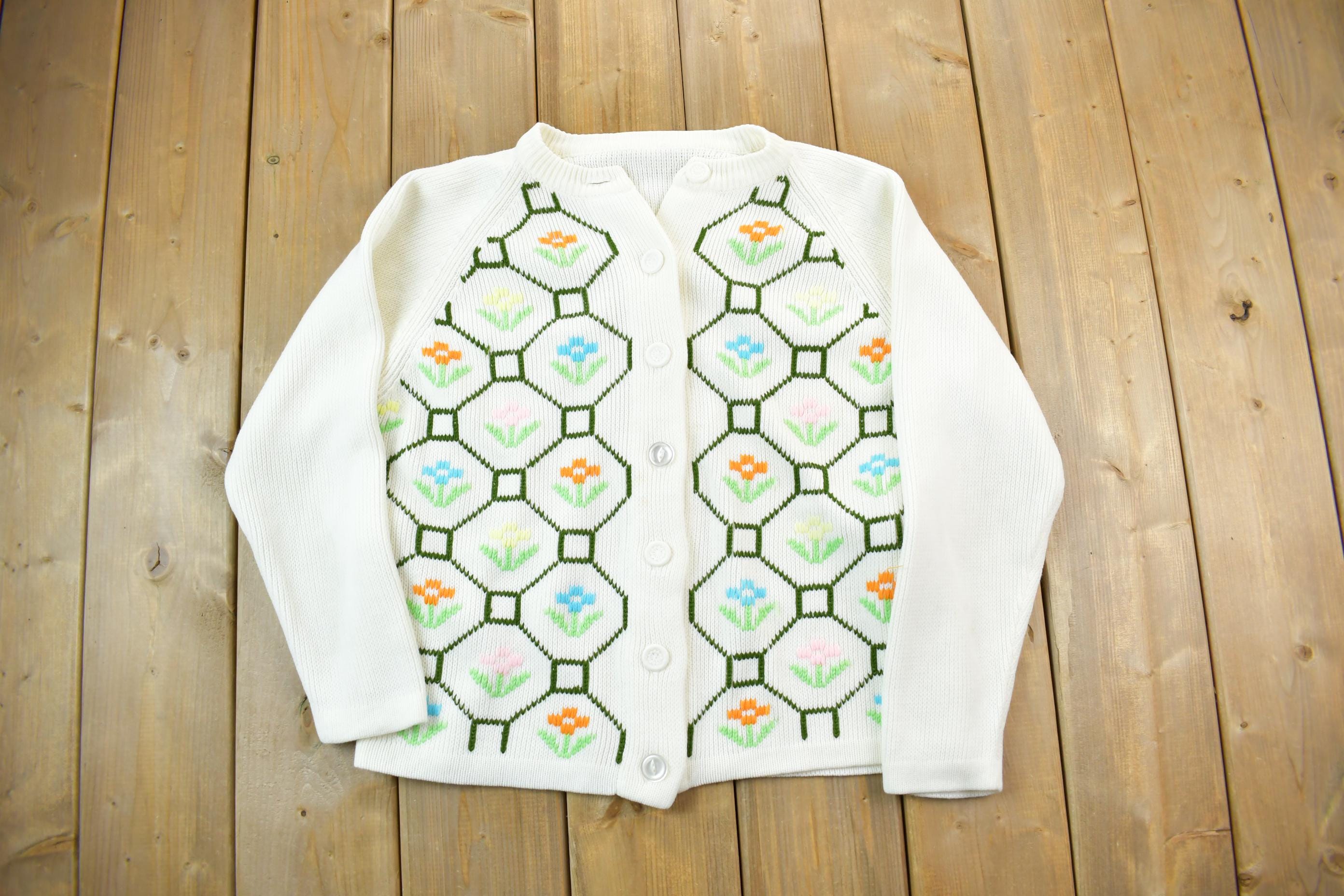Vintage 1970s Knit Button Up Cardigan Sweater
