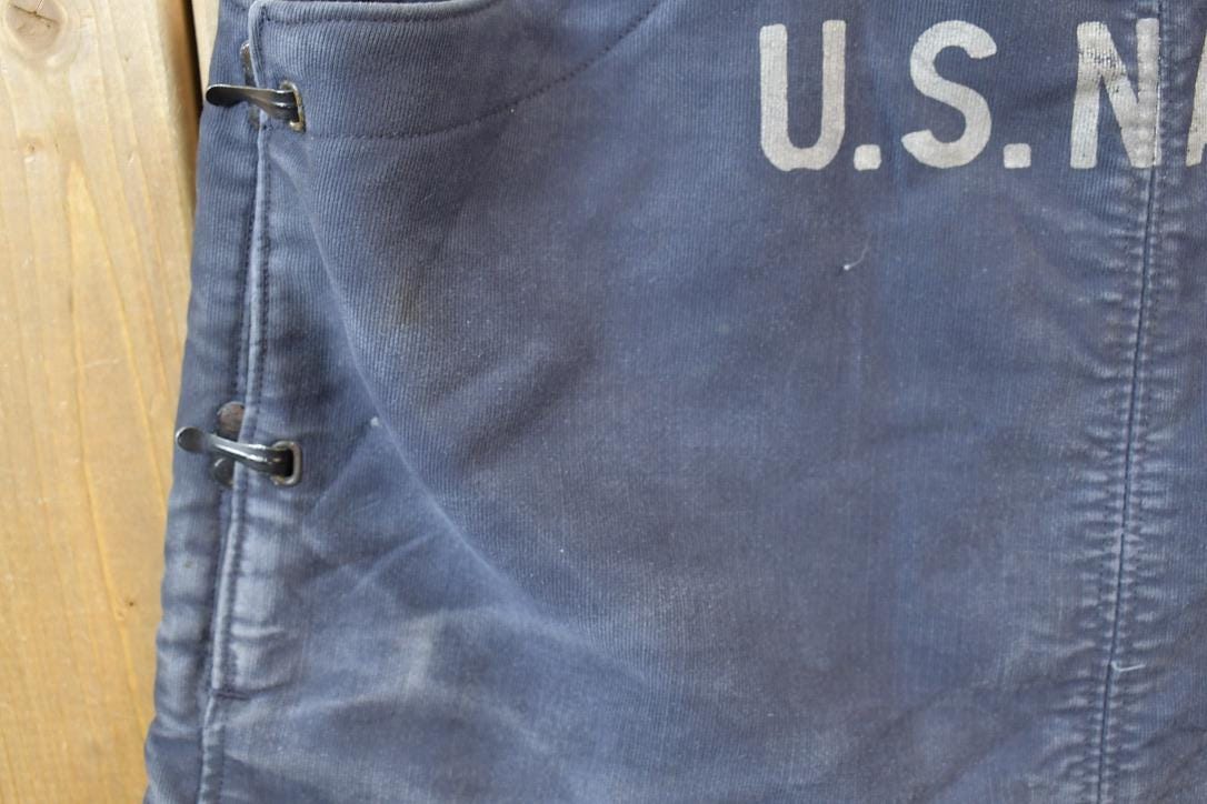 Vintage 1940s USN Deck Bib Overalls WWII Blue