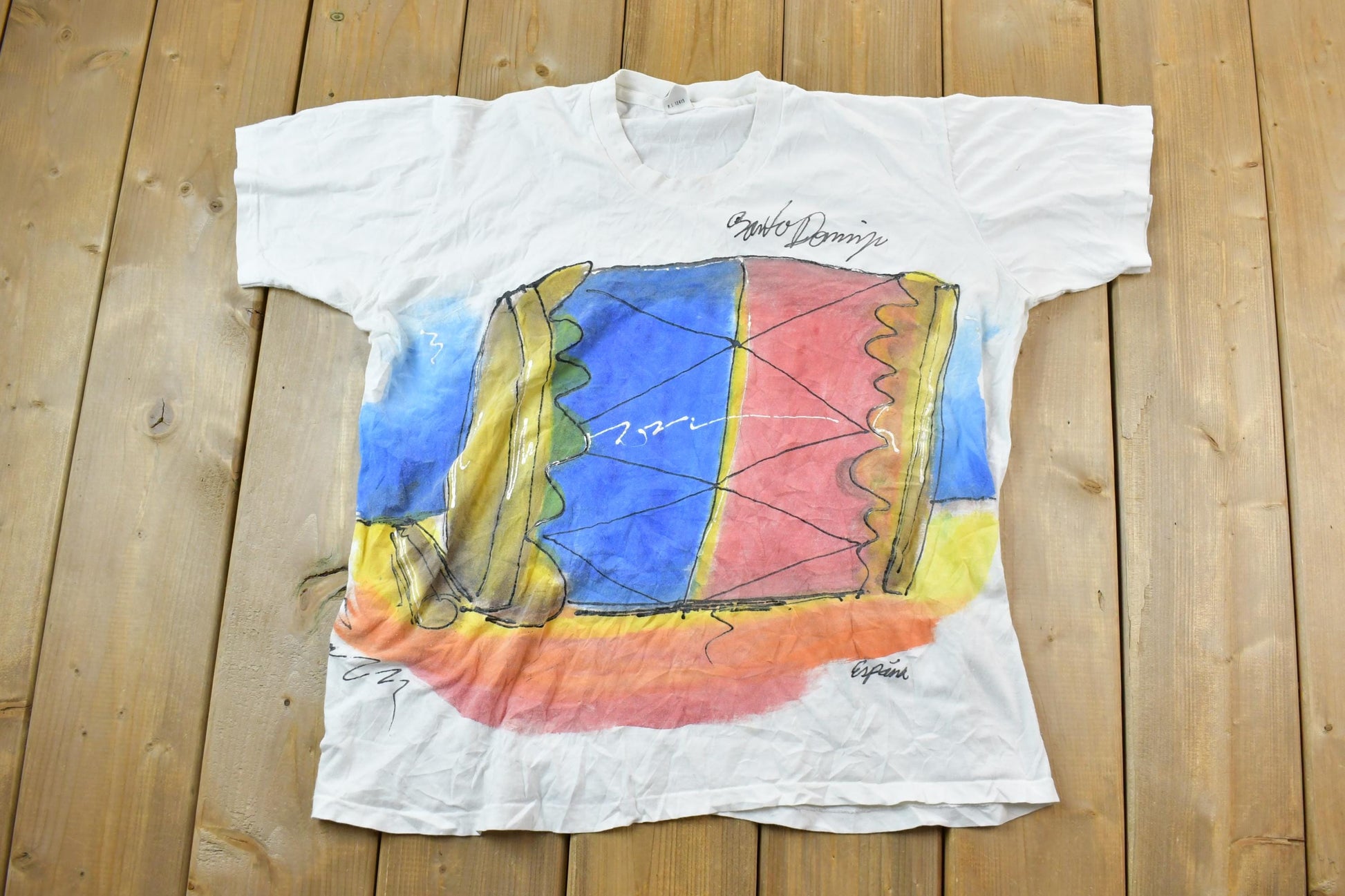 Vintage 1980s Caiman Graphic Drum T-Shirt