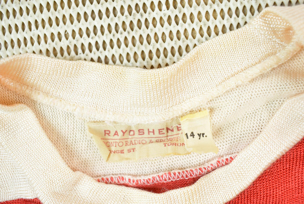 Vintage 1950s Rayoshene Embroidered Youth Hockey Jersey Shirt Size 14Yr (XS) Made In Canada
