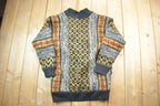 Vintage 1990s Knit Cardigan Sweater Jacket Abstract Pattern
