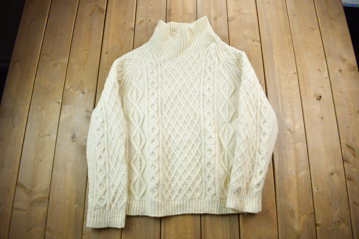 Vintage 1990s 100% Wool  Cable Knit Sweater