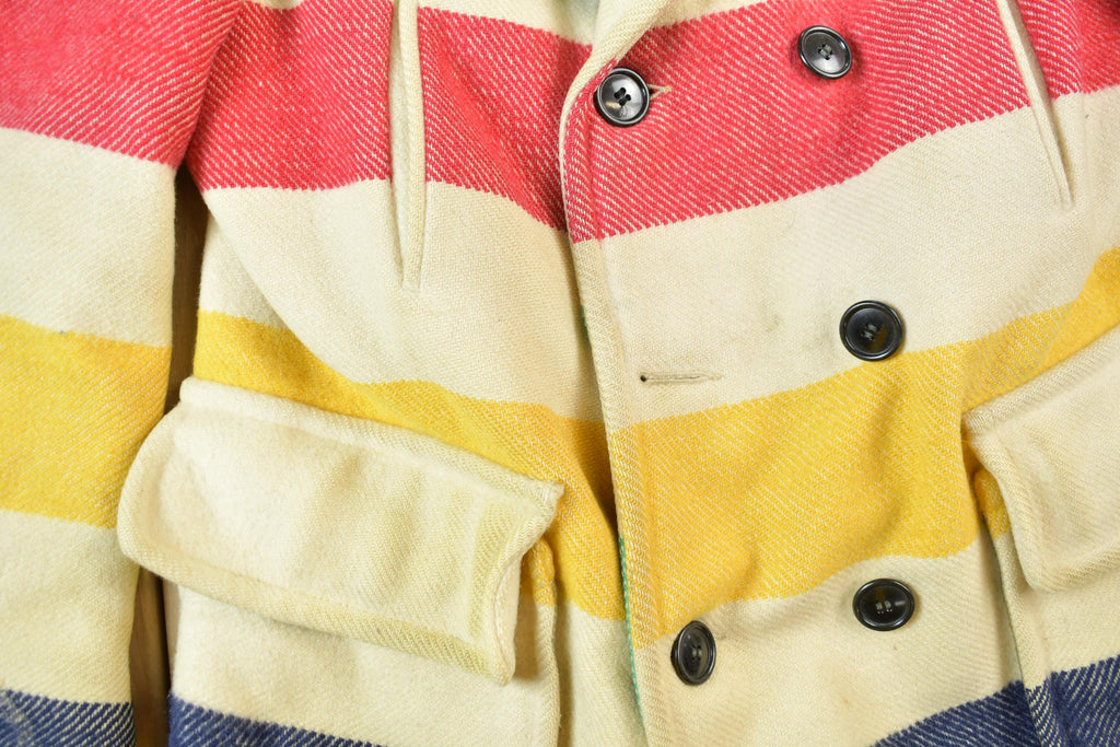 Vintage 1970s Hudson's Bay Point Blanket Striped 100% Wool Jacket
