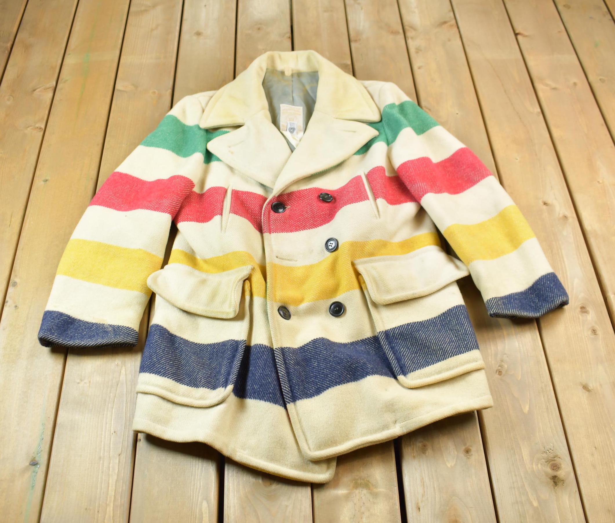 Vintage 1970s Hudson's Bay Point Blanket Striped 100% Wool Jacket