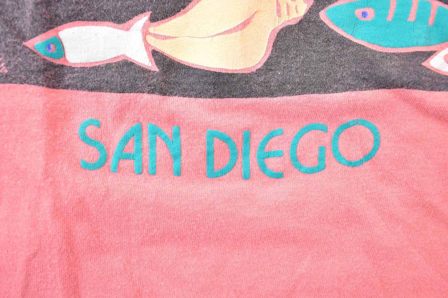 Vintage 1990s San Diego Multi Fish Cartoon Souvenir T-Shirt