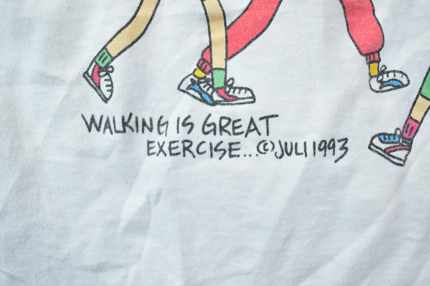 Vintage 1993 Juli walking Is Great Exercise Graphic T-Shirt