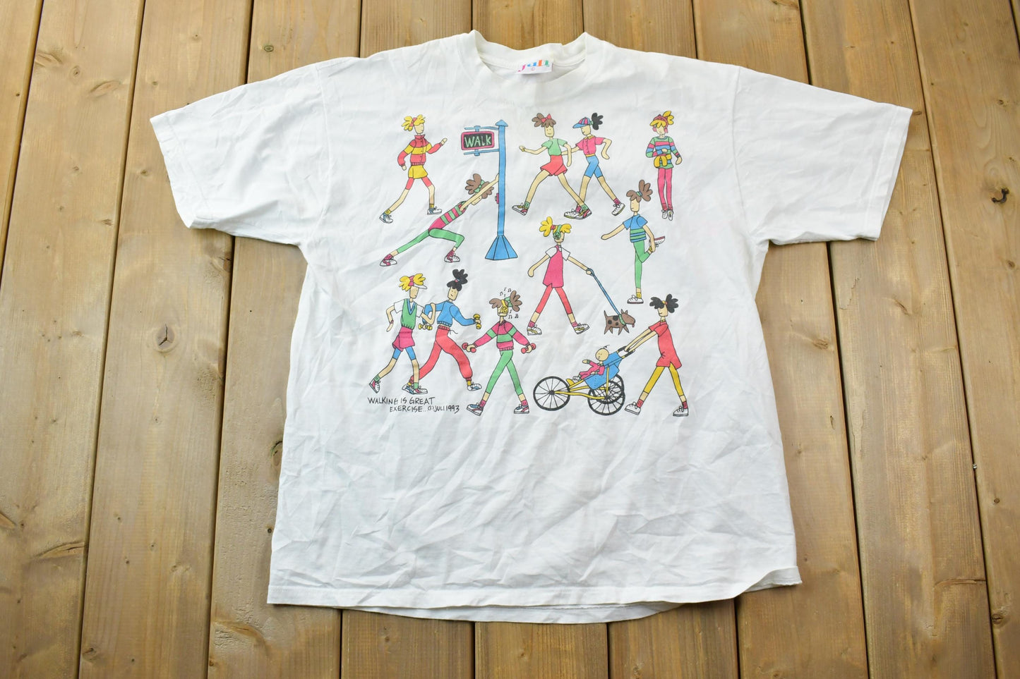 Vintage 1993 Juli walking Is Great Exercise Graphic T-Shirt