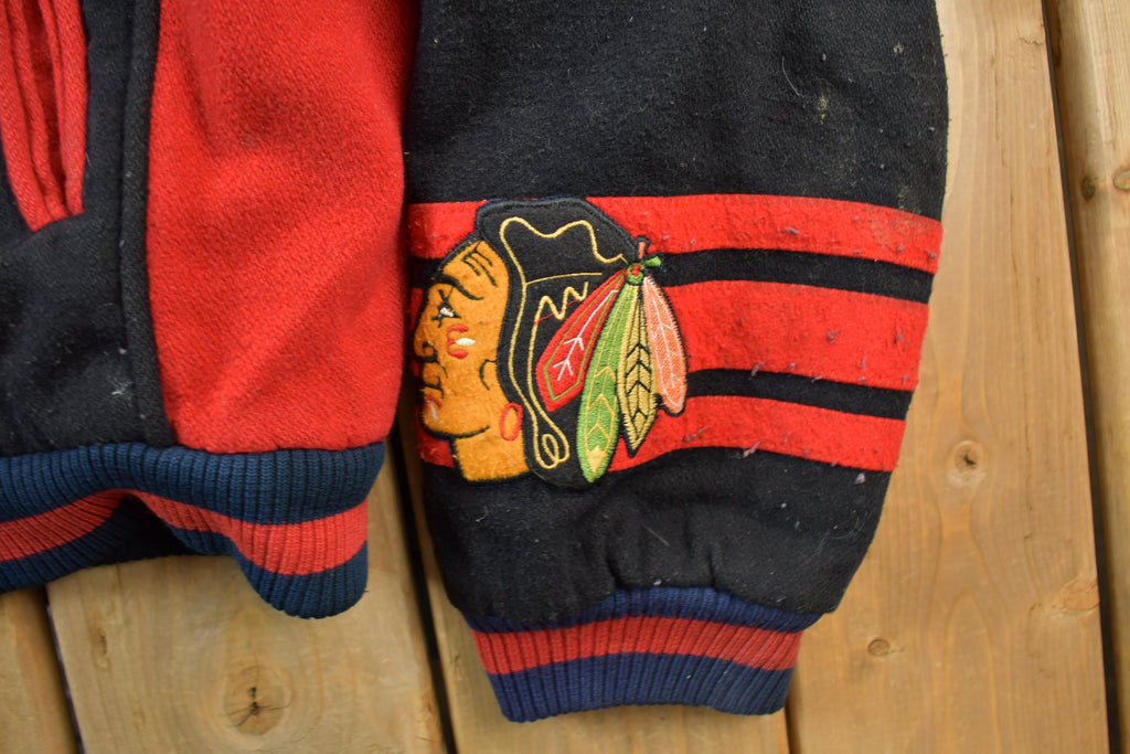 Vintage 1990s NHL Chicago Black Hawks Wool Varsity Jacket