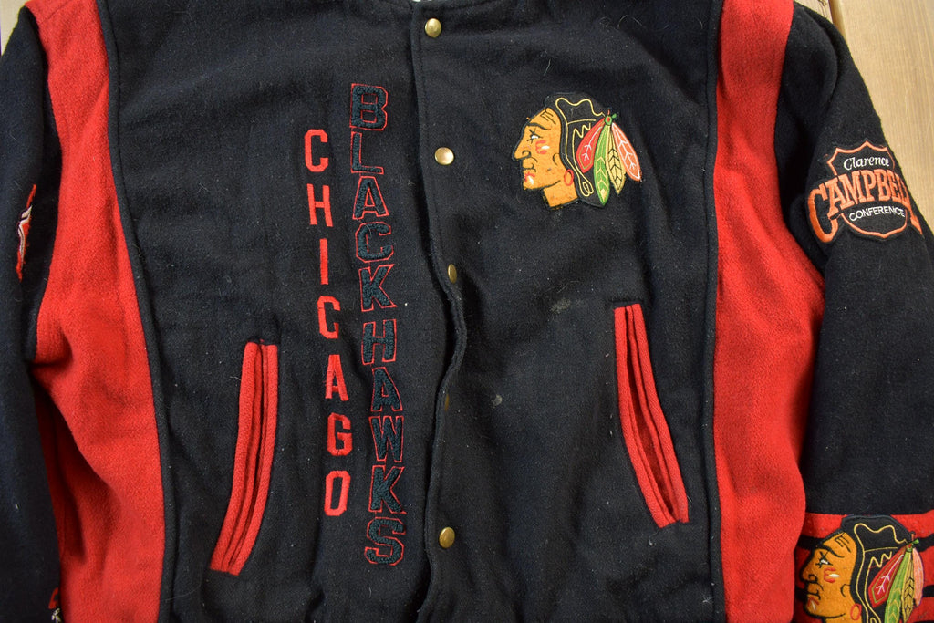 Vintage 1990s NHL Chicago Black Hawks Wool Varsity Jacket