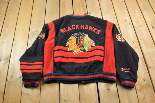 Vintage 1990s NHL Chicago Black Hawks Wool Varsity Jacket