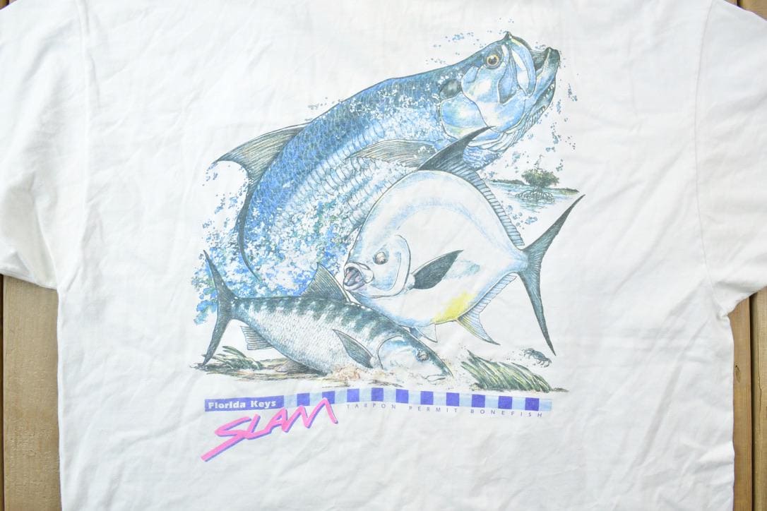 Vintage 1990s Florida Sportsman Slam Fishing Souvenir T-Shirt