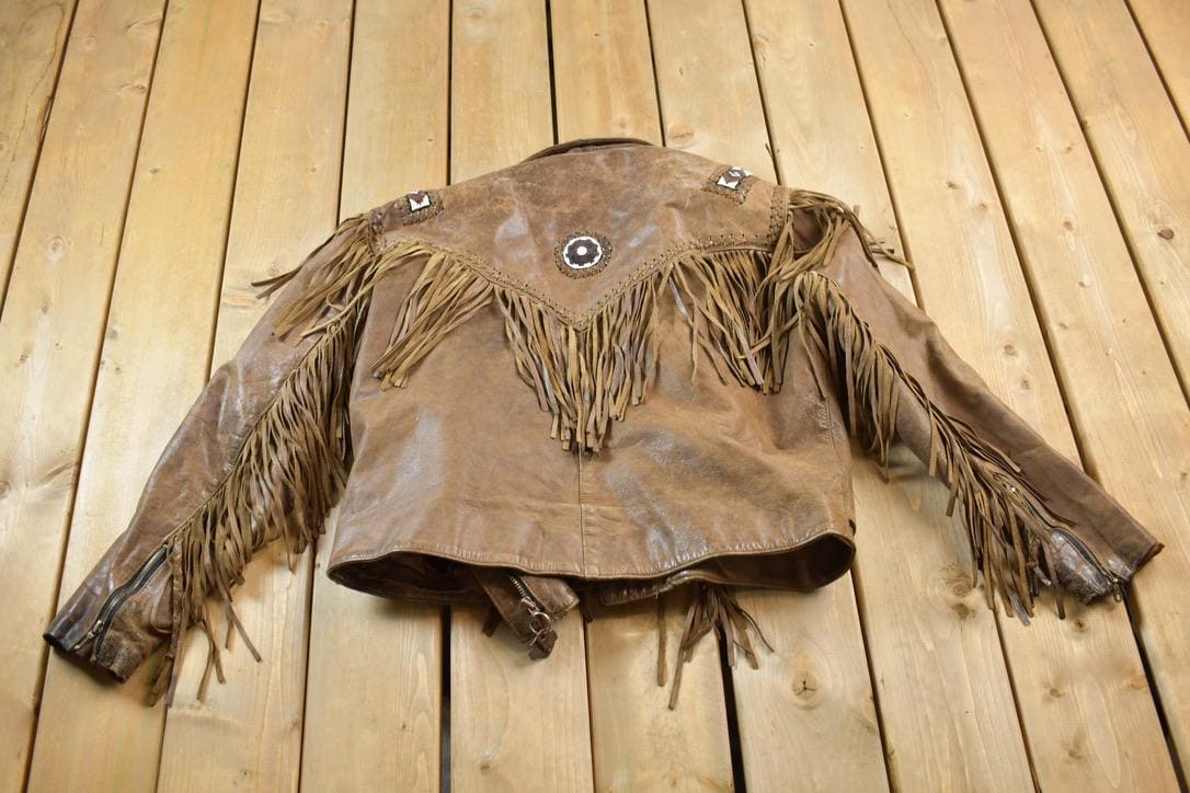 Vintage 1980s Force Leatherwear Suede Fringe Jacket