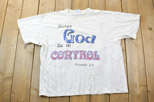 Vintage 1990s God In Control Graphic T-Shirt