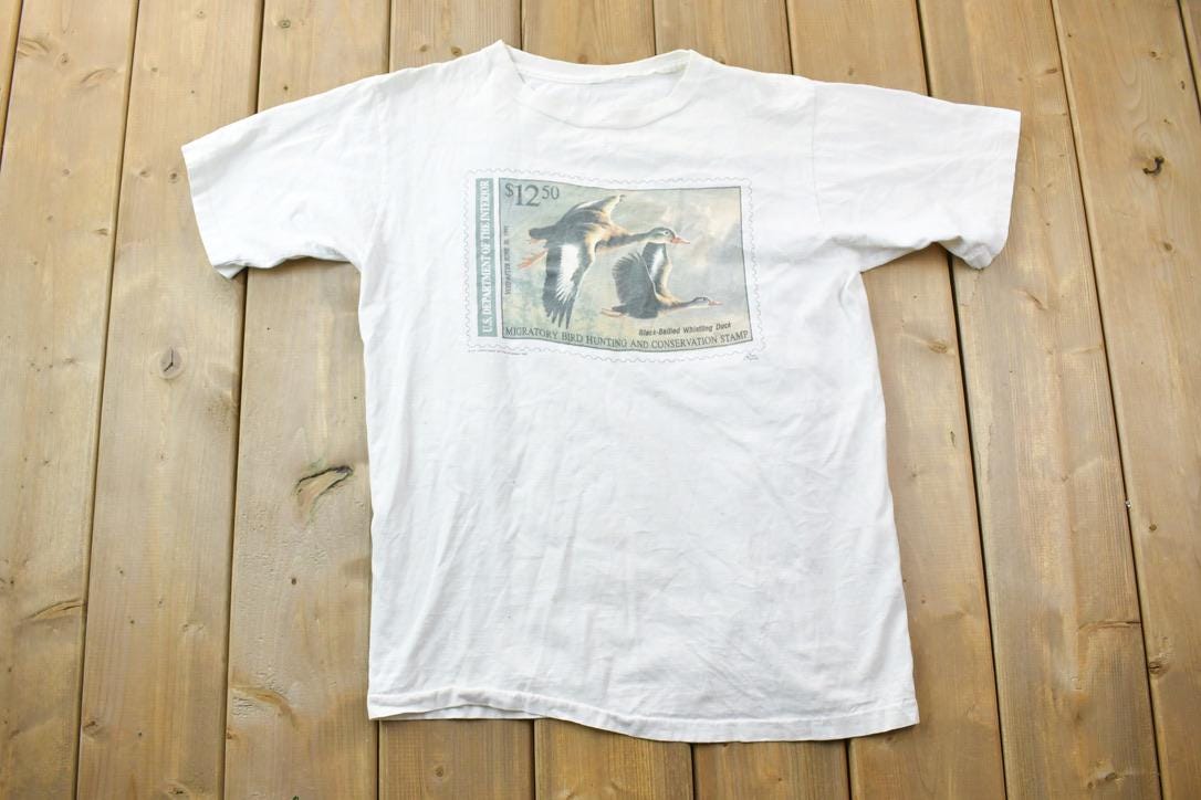 Vintage 1990s US Department Of The Interior Double Duck Theme Graphic T-Shirt