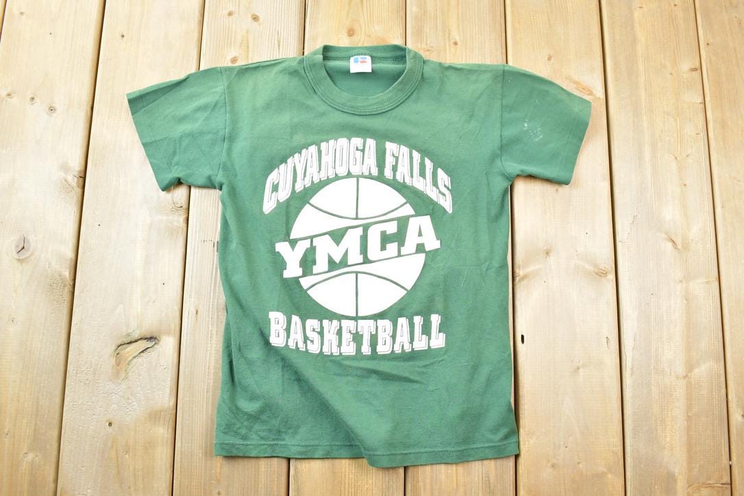 Vintage 1990s Youth Russell Cuyahoga Falls YMCA Basketball Graphic T-Shirt