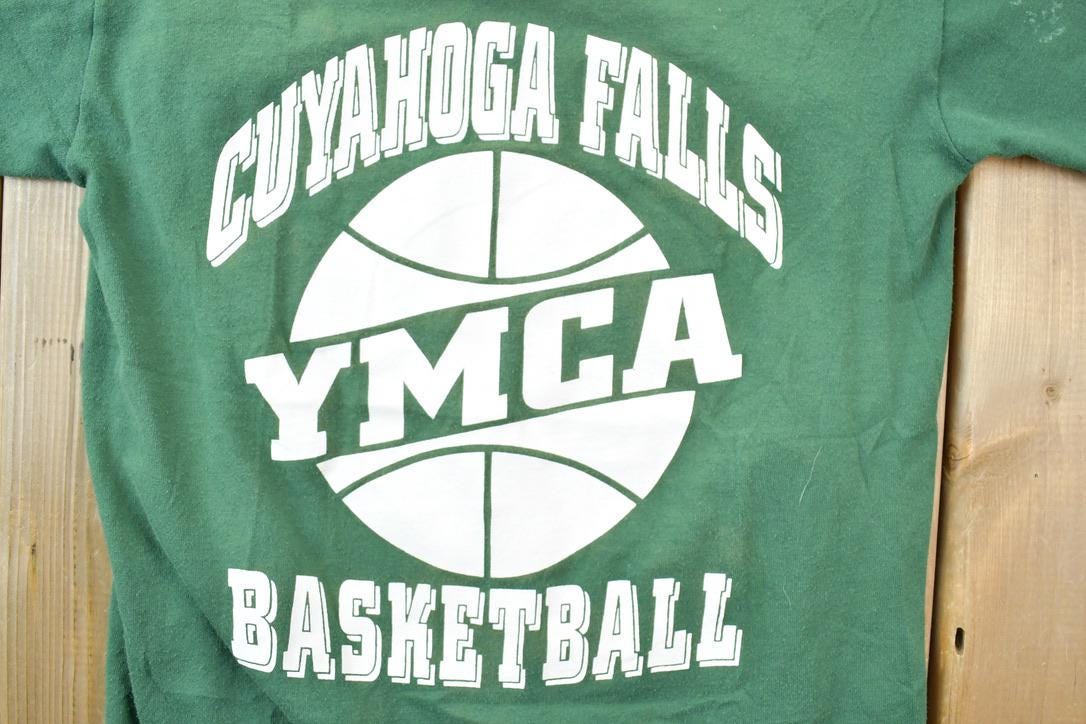 Vintage 1990s Youth Russell Cuyahoga Falls YMCA Basketball Graphic T-Shirt