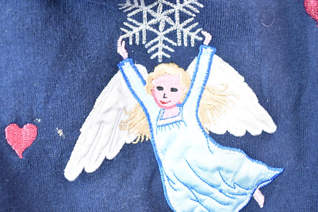 Vintage 1990s Snow Angel Full Button Down Cute Crewneck Sweater