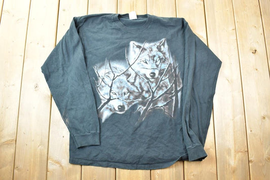 Vintage 1990s 2 Wolves Nature Crewneck