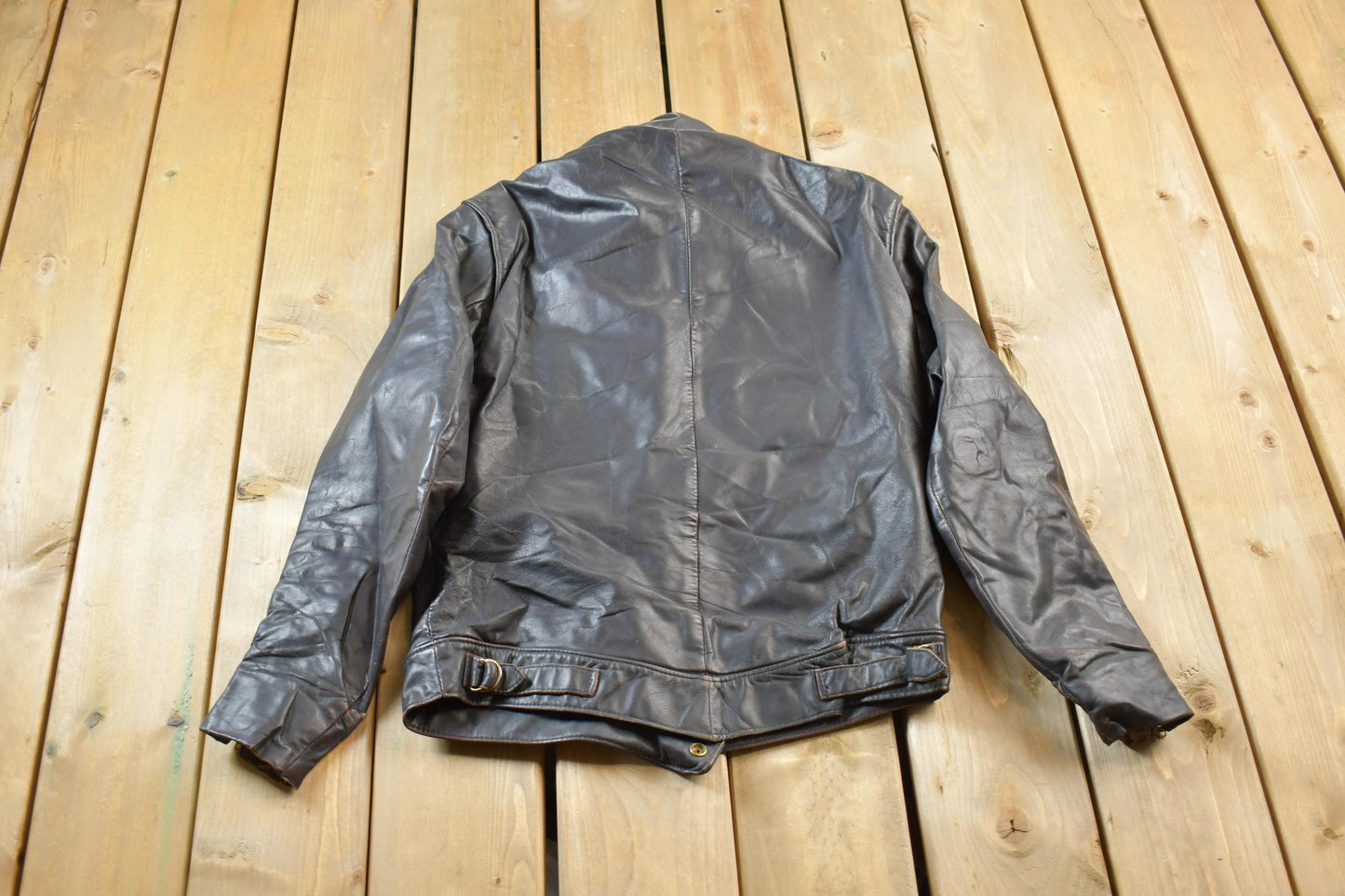 Vintage 1960s Leather Motorcycle Studded Leather Jacket