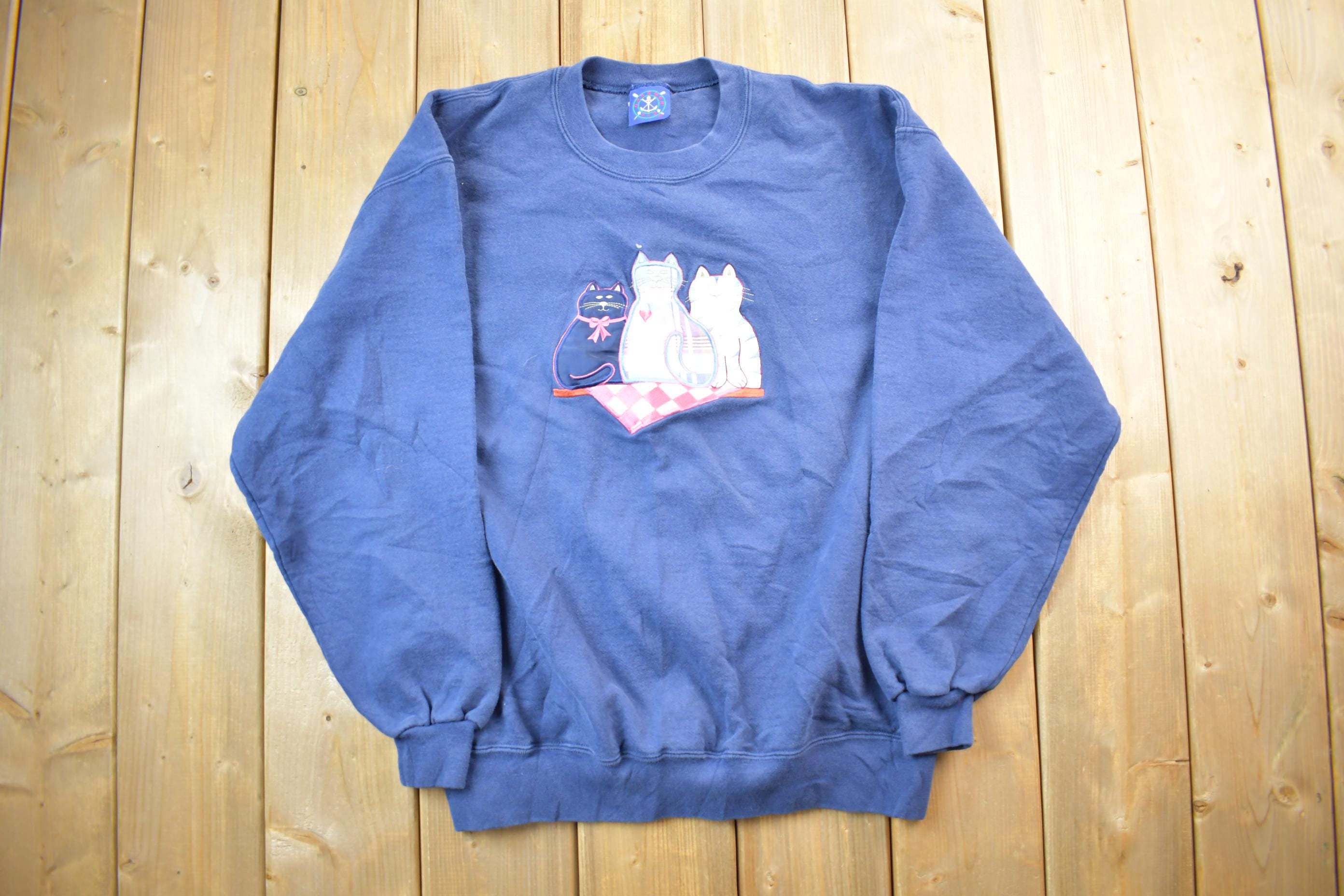Vintage 1990s Oarsman Cute Cat Crewneck Sweater