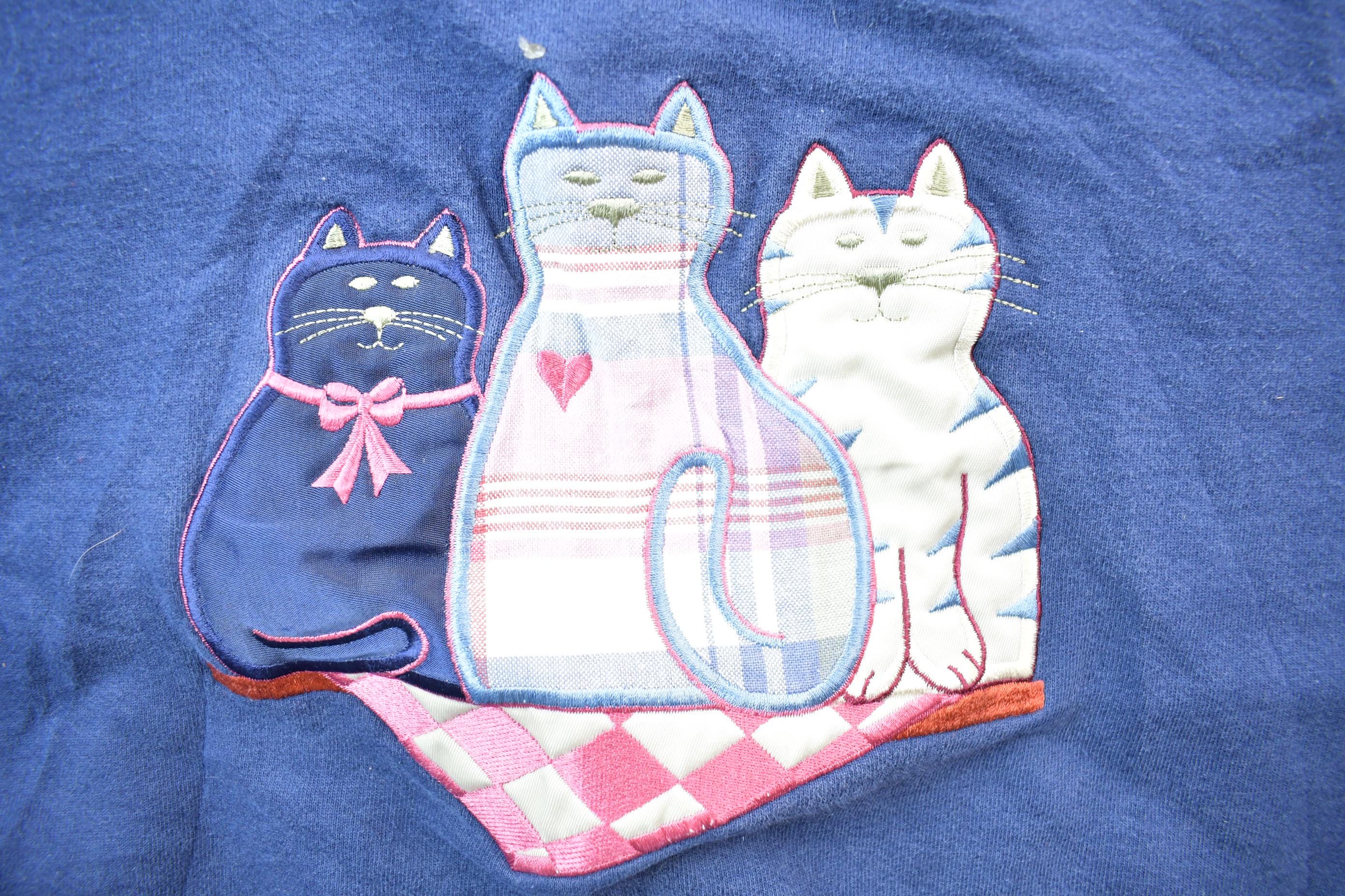 Vintage 1990s Oarsman Cute Cat Crewneck Sweater