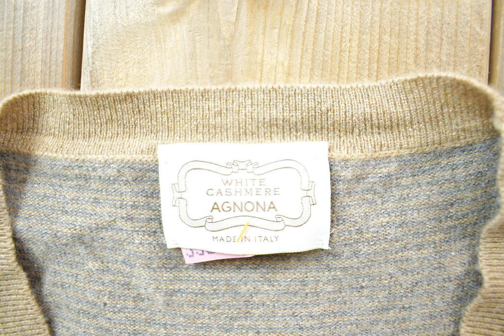 Vintage 1970s Agnona White Cashmere Button Up Knit Sweater