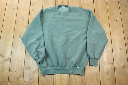 Vintage 1990s Russell Athletic Blank Hunter Green Crewneck Sweatshirt