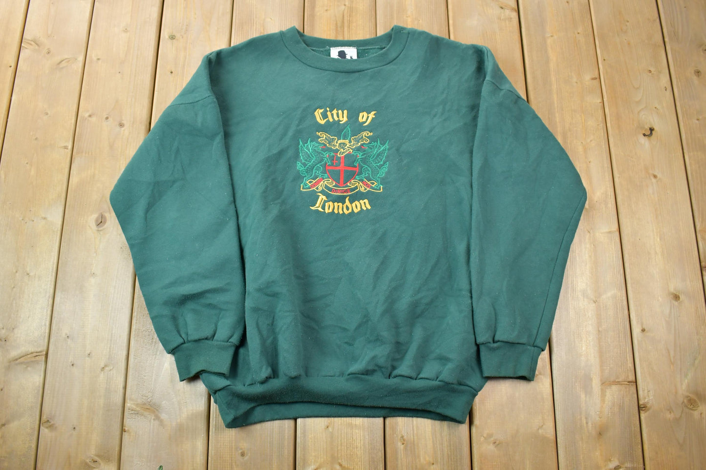 Vintage 1990s City of London Embroidered Churchill Crewneck Sweatshirt