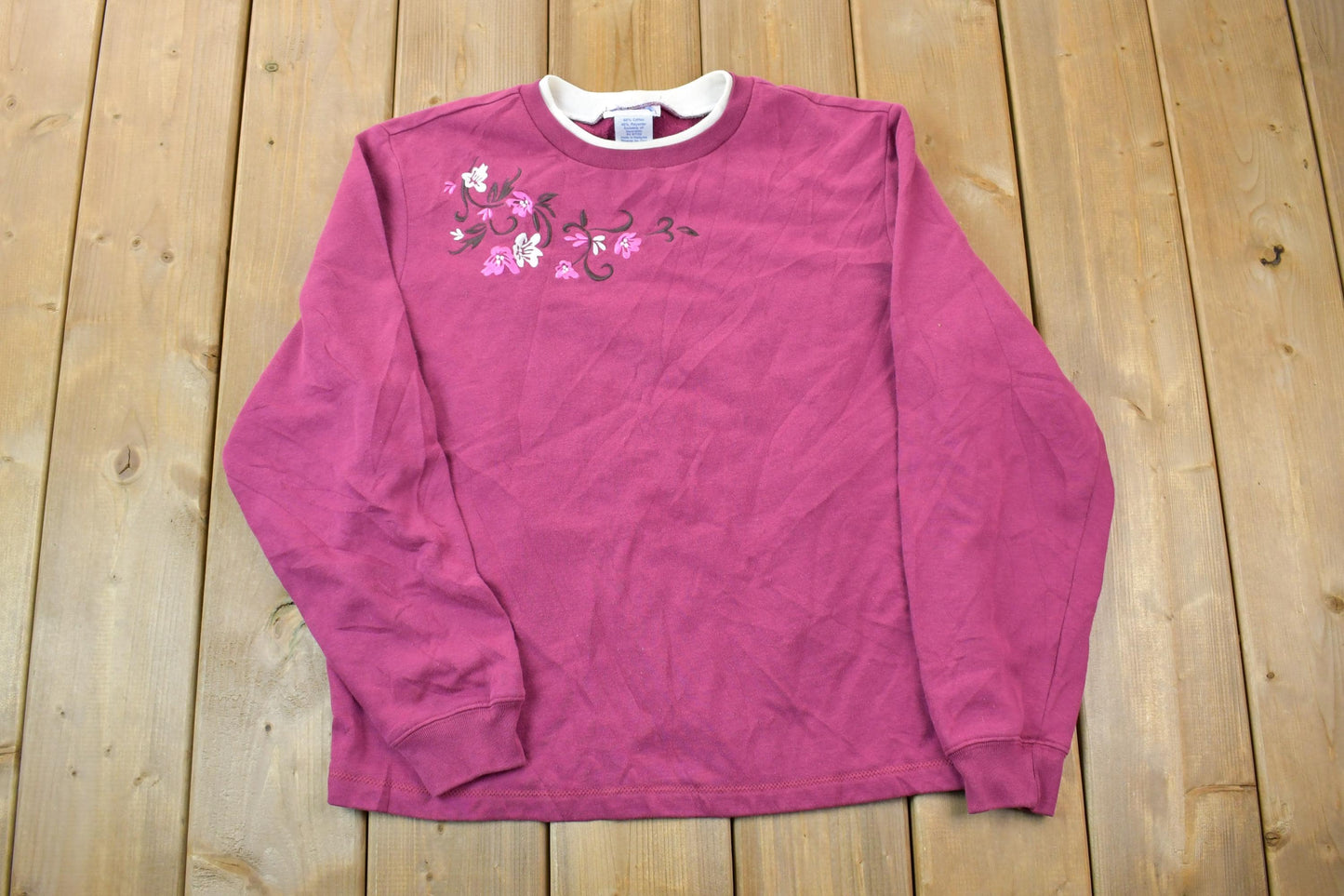 Vintage 1990s Blair Floral Embroidered Cute Crewneck Sweater