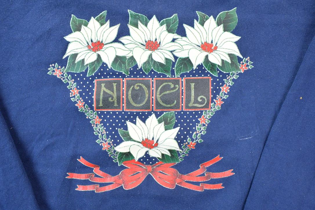 Vintage 1990s Noel Cute Double Collar Floral Christmas Crewneck Sweater