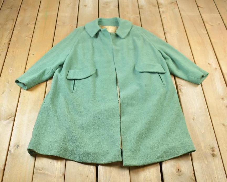 Vintage 1960s Fredleys Mint Green Wool Button Up Jacket